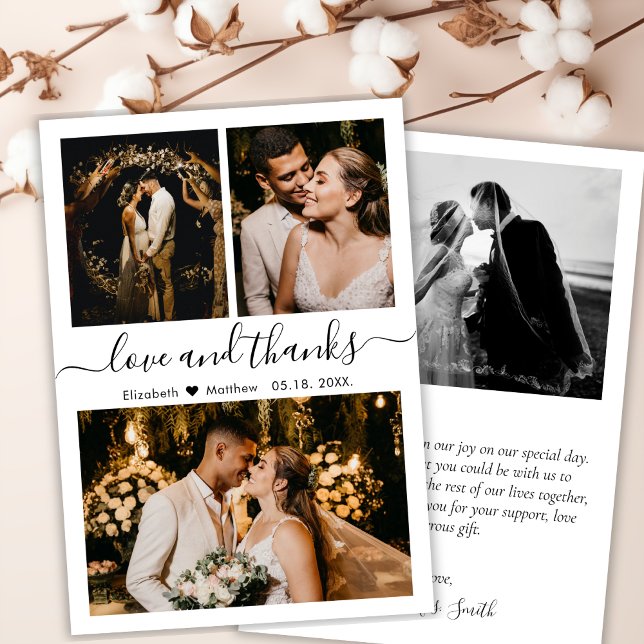 Love and Thanks Script Wedding 3 Photo Collage (Creator Uploaded)