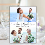 Love and Thanks Script Wedding 3 Photo Collage Thank You Card<br><div class="desc">Modern, Elegant, Love and Thanks Script 3 Photo Collage Wedding Thank You Card. Stylish wedding thank you card template featuring three (3) photo on the front and one (1) photo on the back side. With the text "Love and Thanks" in a swirly cursive hand lettered calligraphy or typography script font...</div>