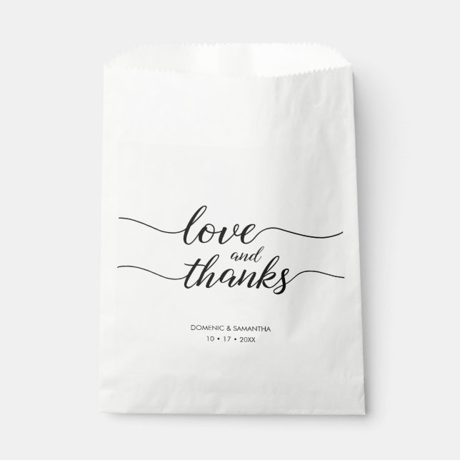 Love and thanks Script Wedding Custom treat bags (Front)
