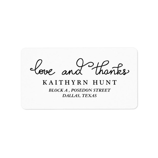 Love And Thanks Script Wedding Label (Front)
