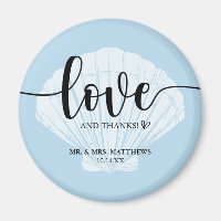 Love and Thanks Seashell Wedding Thank You Magnet