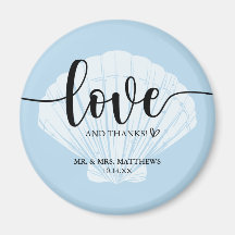 Love and Thanks Seashell Wedding Thank You Magnet