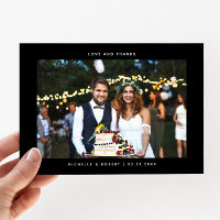 Love and Thanks Simple Wedding Photo Black
