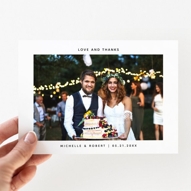 Love and Thanks Simple Wedding Photo Thank You Card (Creator Uploaded)