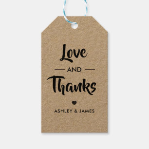 Love and Thanks Tag, Wedding Gift Tag, Kraft Tags