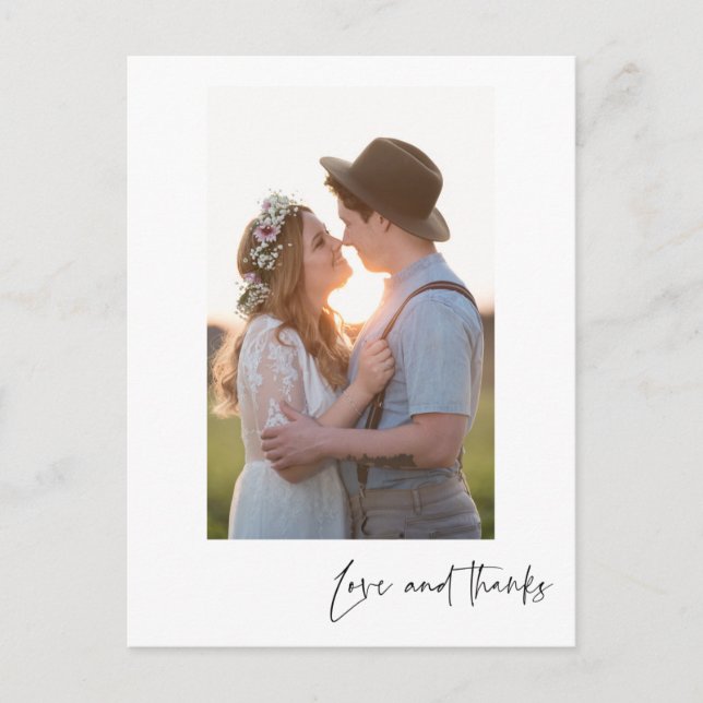 Love and Thanks Vertical Photo Thank You Postcard (Front)