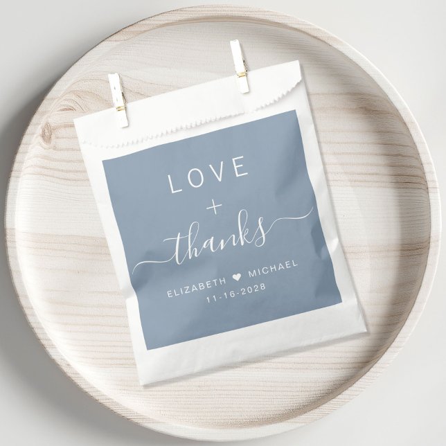 Love And Thanks Wedding Dusty Blue Favour Bags (Creator Uploaded)
