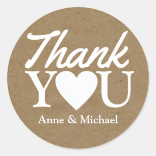 love and thanks wedding favour classic round sticker