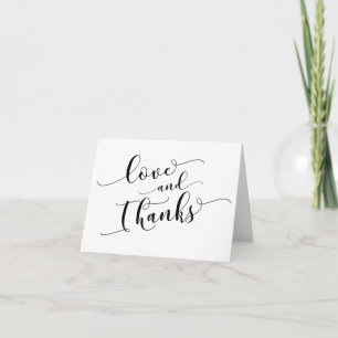 Love and Thanks Wedding Ornate Black Script Thank You Card