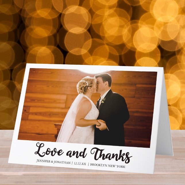 Love and Thanks Wedding Photo Chic Folded Thank You Card (Creator Uploaded)