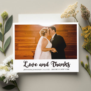 Love and Thanks Wedding Photo Chic Modern Postcard
