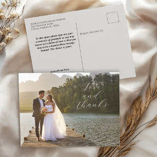 Love and Thanks Wedding Photo Postcard