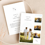 Love and Thanks Wedding Photo Thank You Card<br><div class="desc">Express your gratitude with our Love and Thanks Wedding Photo Thank You Card. This elegant design features a collage of your cherished wedding photos on the front, paired with a message on the back. The black and white, double-sided card blends rustic and modern elements, perfect for nature or destination weddings....</div>