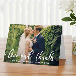 Love and Thanks   Wedding Photo Thank You Fold Card