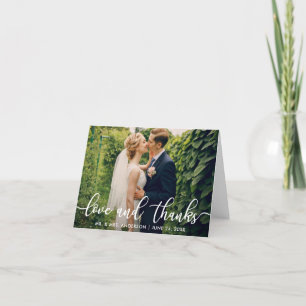 Love and Thanks   Wedding Photo Thank You Note Card