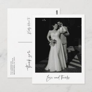 Love and Thanks Wedding Photo Thank You Postcard