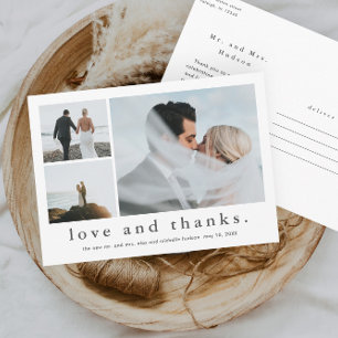 Love and Thanks Wedding Photo Thank You Postcard