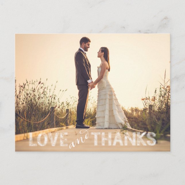 Love and Thanks Wedding Postcard (Front)