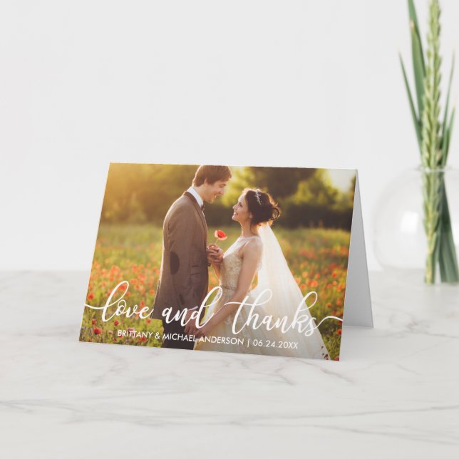 Love and Thanks Wedding Thank You Photo Fold Card (Front)