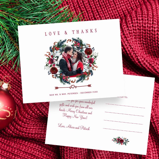 Love and Thanks Winter Rustic Wedding Thank You Postcard (Creator Uploaded)