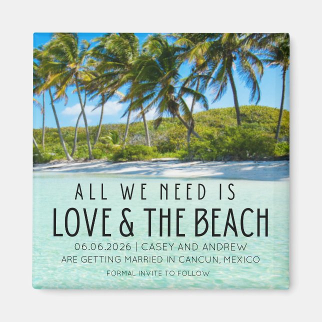 Love and The Beach Destination Wedding Save Date  Magnet (Front)