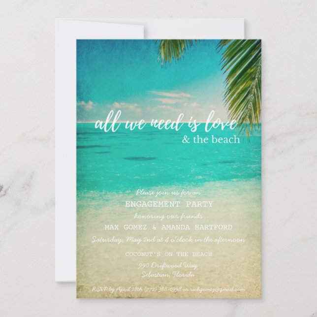 Love and the Beach Engagement Party Invitation (Front)