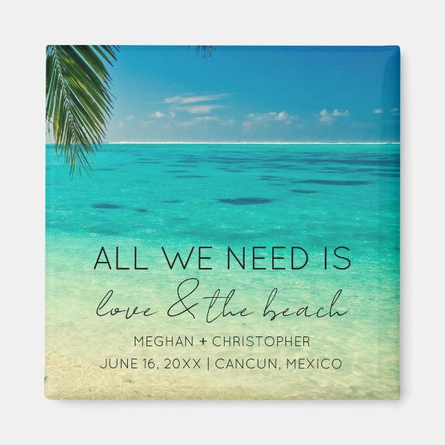 Love and The Beach Wedding Favour  Magnet (Front)