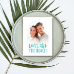 Love and the Beach Wedding Photo Save the Date Announcement Postcard<br><div class="desc">Our Love and the Beach Wedding Photo Save the Date Postcard is a charming blend of romance and coastal allure that captures the essence of your seaside celebration. With its heartfelt message and customisable features,  this postcard is the perfect way to announce your wedding date to friends and family.</div>