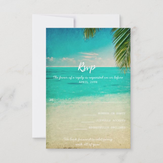 Love and the Beach Wedding RSVP Card (Front)
