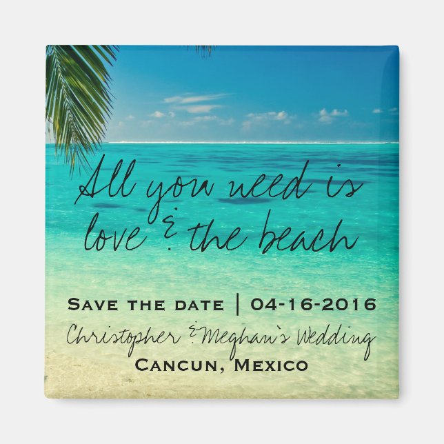 Love and The Beach Wedding Save Date Magnets (Front)