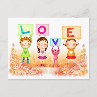 LOVE AND VALENTINE DESIGNS HOLIDAY POSTCARD
