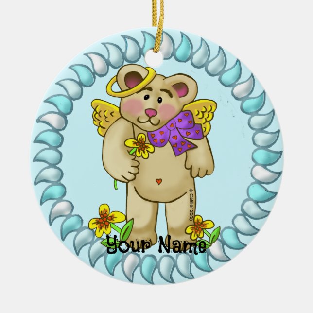 Love Angel Bear Ceramic Tree Decoration (Front)