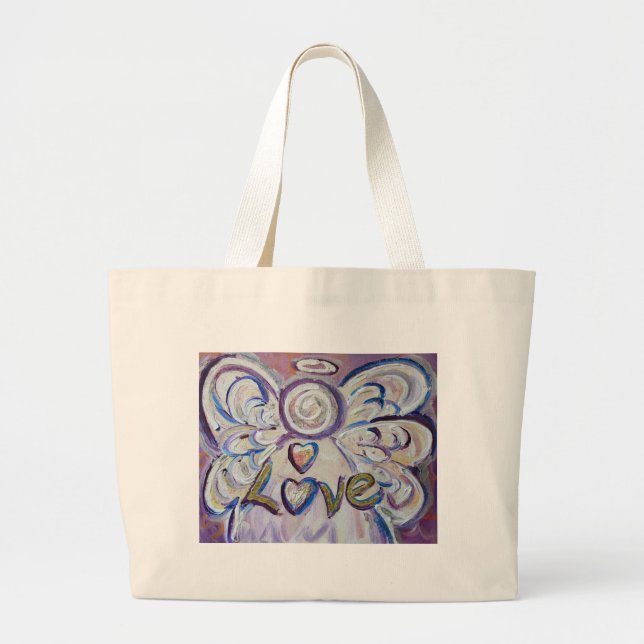 Love Angel Word Art Custom Tote Bags (Front)