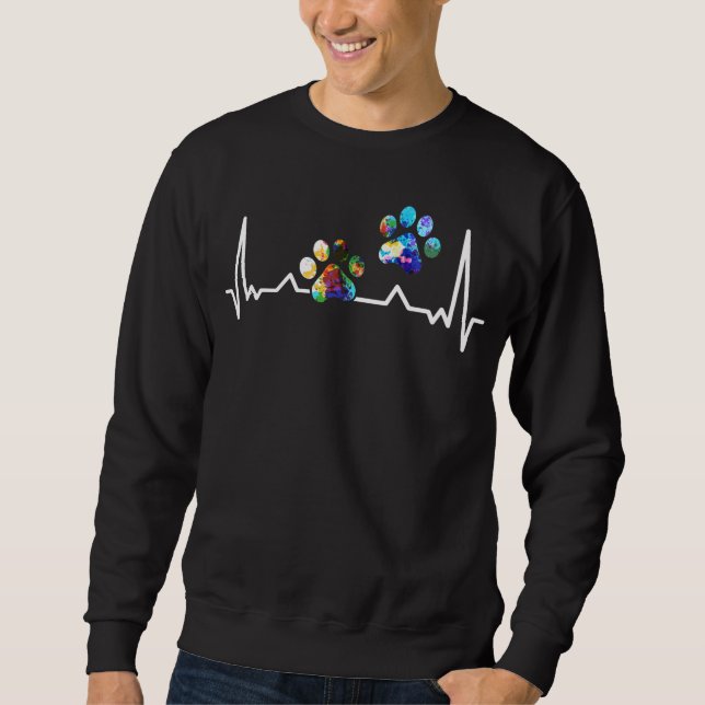 Love Animals Colourful Paw Heartbeat Sweatshirt (Front)