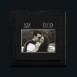 Love Anniversary Couple Photo Date Initials Black Gift Box<br><div class="desc">This keepsake box is designed with a black background,  custom photo of your choice,  and a date and monogram! Makes a great gift for an anniversary,  bridal shower,  or birthday.</div>