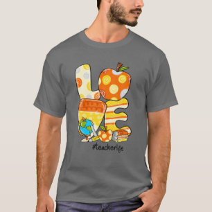 LOVE Apple Candy Corn Teacher Life Fall Funny Hall T-Shirt