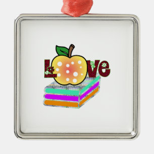 Love Apple Teacher Metal Tree Decoration