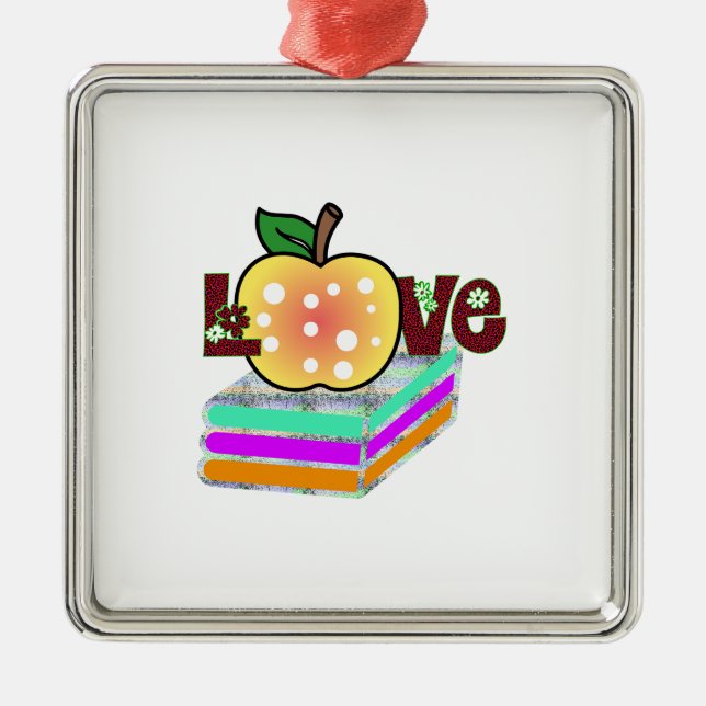 Love Apple Teacher Metal Tree Decoration (Front)