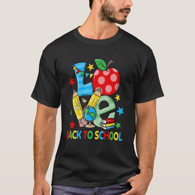 Love Apples  Back To School Teacher T-Shirt (Front)