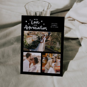 Love Appreciation Wedding Multi Photo Black Thank You Card