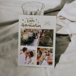 Love Appreciation Wedding Multi Photo Cream Thank You Card