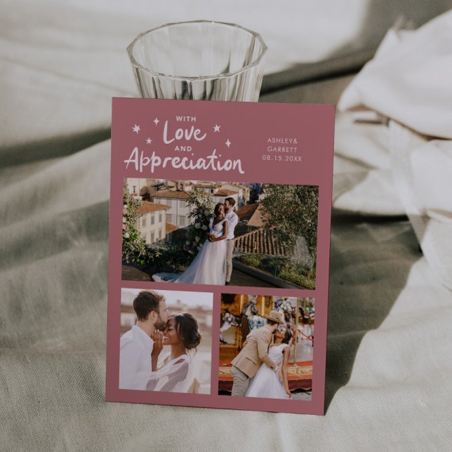 Love Appreciation Wedding Multi Photo Pink Thank You Card (Creator Uploaded)