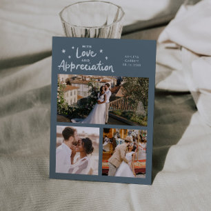Love Appreciation Wedding Multi Photo Slate Blue Thank You Card