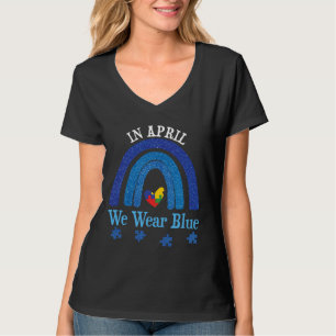 Love April Blue Special Rainbow Autism Awareness T-Shirt