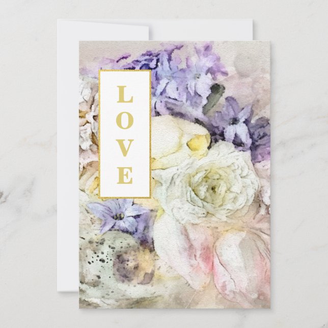 *~* LOVE AR26 Flowers Bouquet QR  RSVP Wedding Invitation (Front)