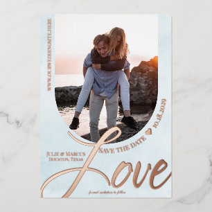 Love Arched Frame with Photo Light Blue