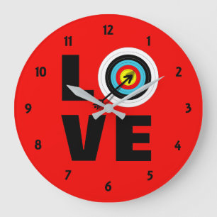 Love Archery Sport Target Board Cool Graphic Large Clock