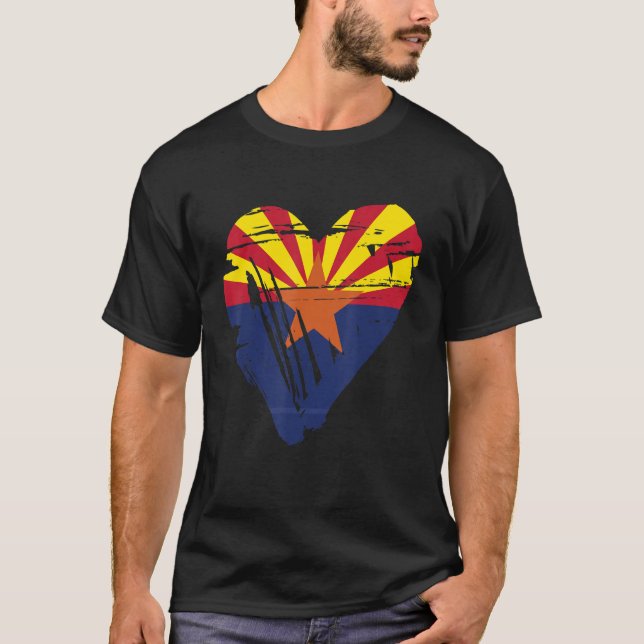 Love Arizona State Retro Heart Flag T-Shirt (Front)