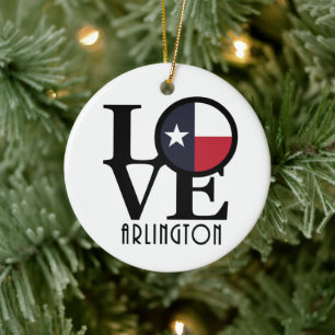 LOVE arlington Texas Ceramic Tree Decoration