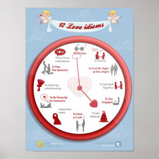 Love around the clock: 12 love idioms poster